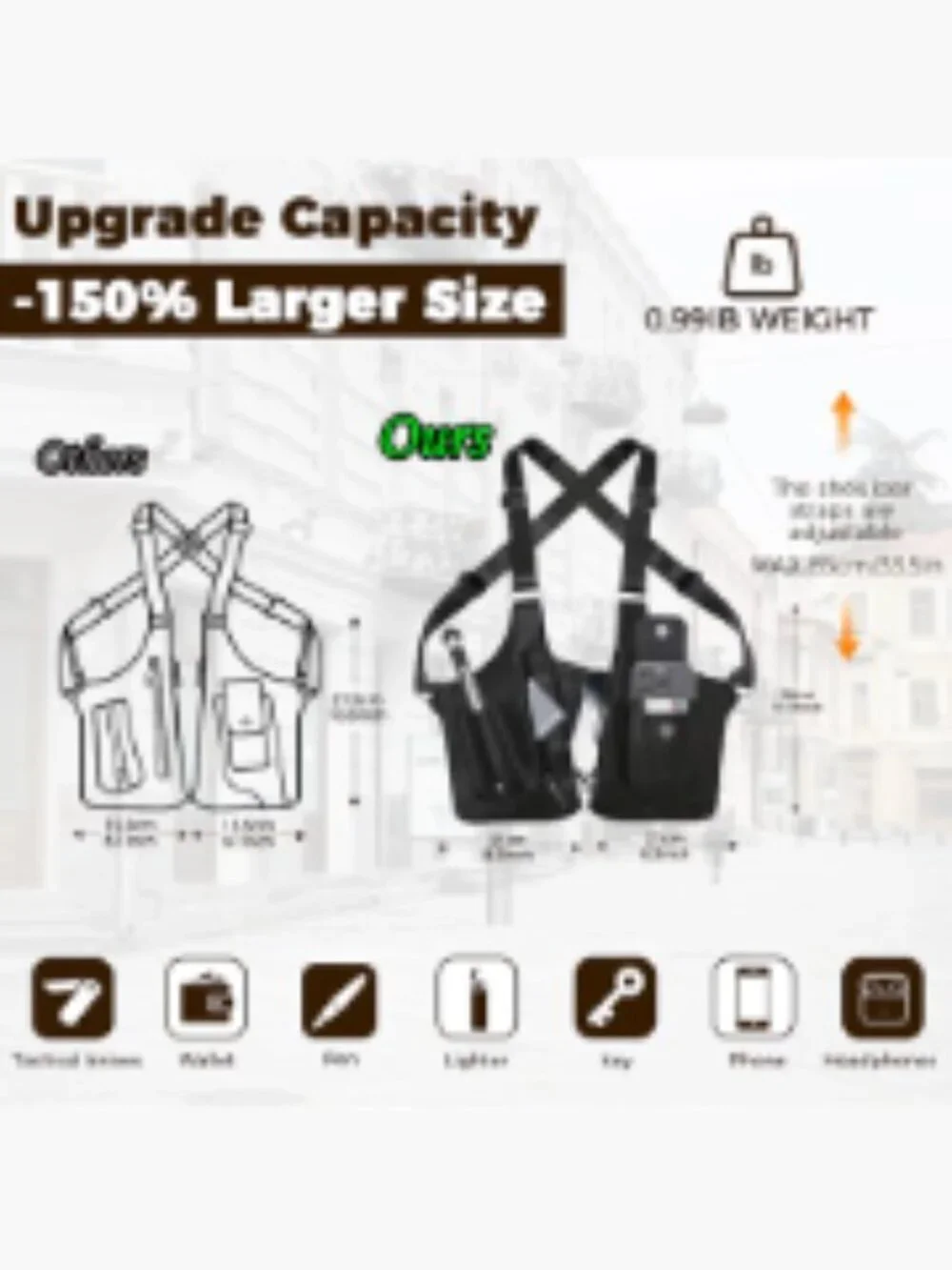 Large Double Shoulder Underarm Holster Bag -Anti-Theft Concealed Crossbody